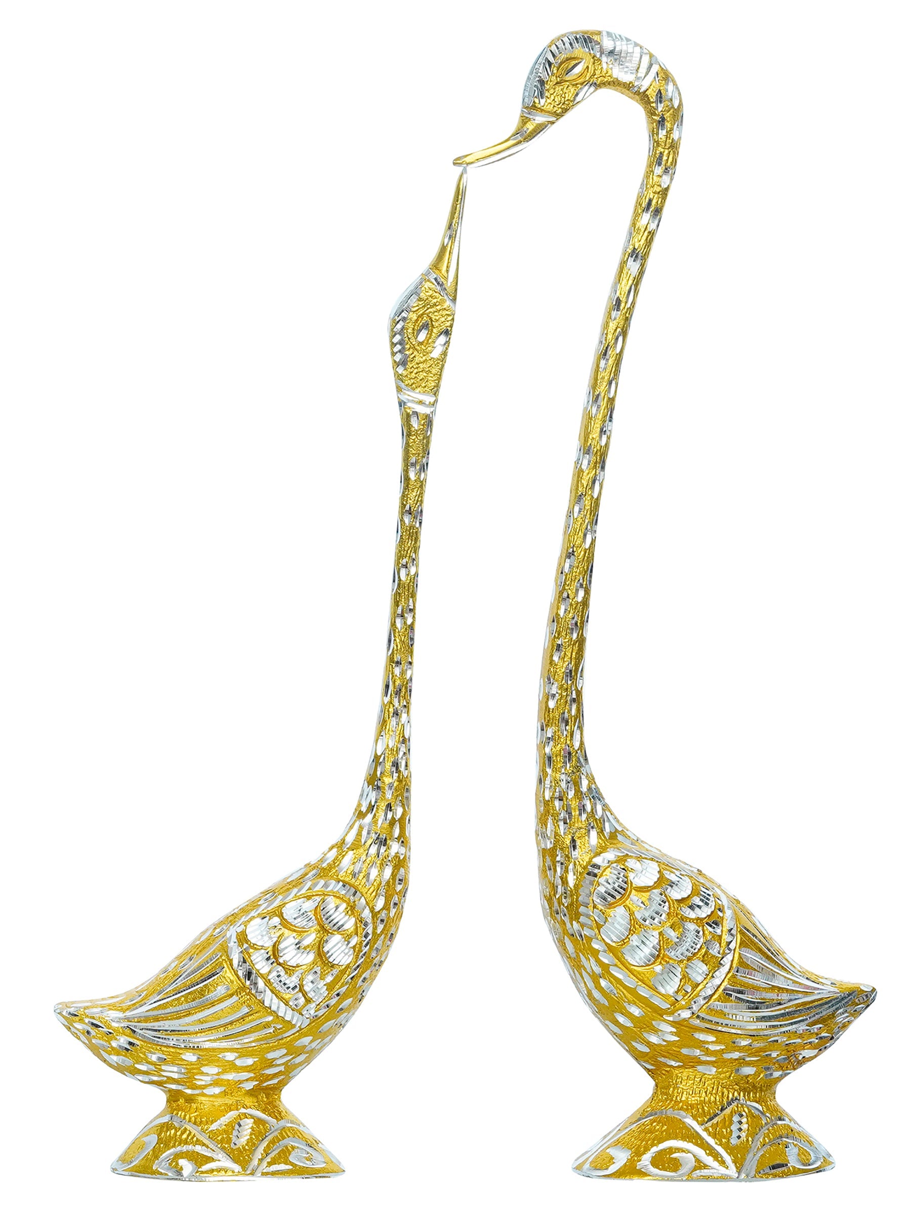 Golden Kissing Swan Couple Handcrafted Decorative showpiece Kafalo