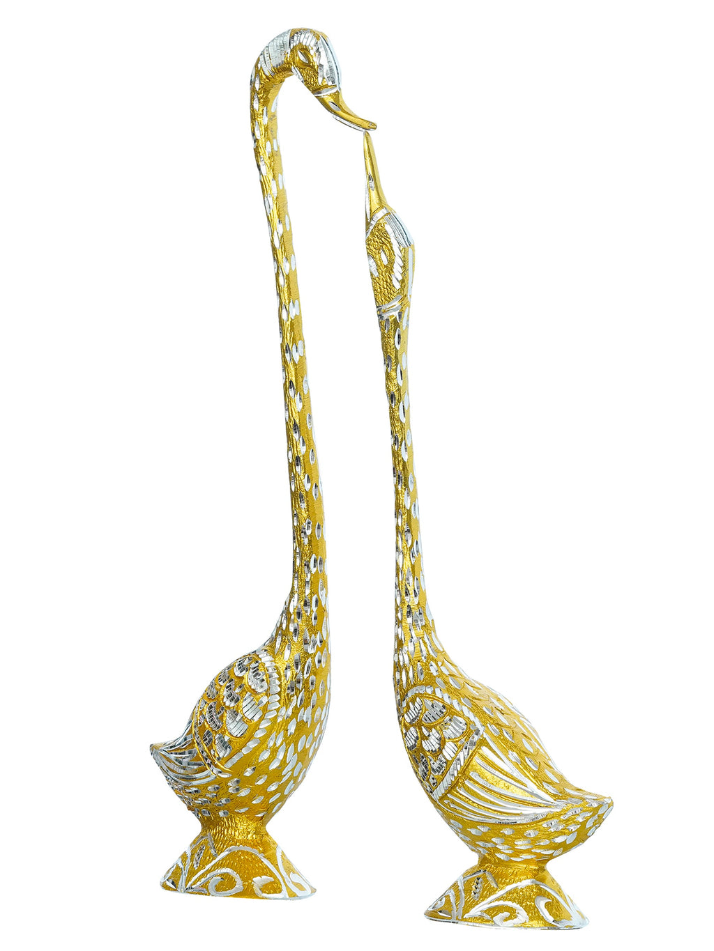 Golden Kissing Swan Couple Handcrafted Decorative showpiece Kafalo