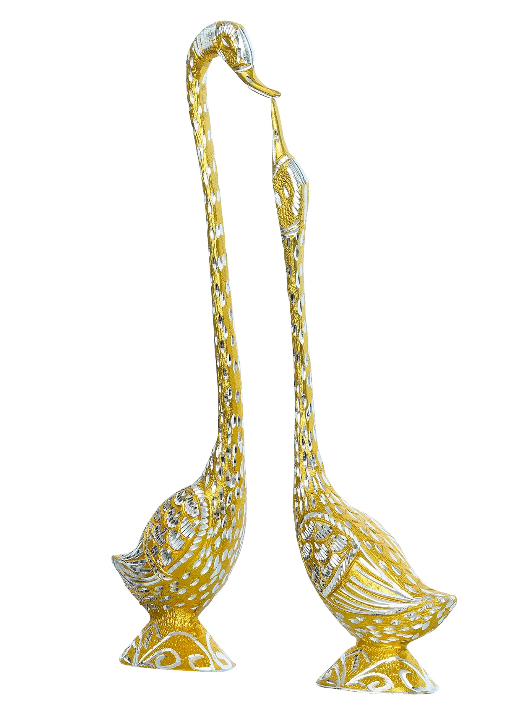 Golden Kissing Swan Couple Handcrafted Decorative showpiece Kafalo