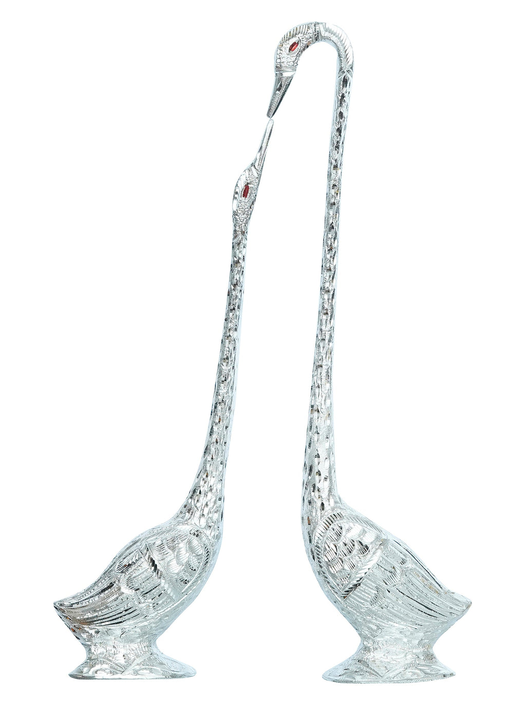 Silver Metal Kissing Swan Couple Handcrafted Decorative showpiece Bird Figurine Set Kafalo