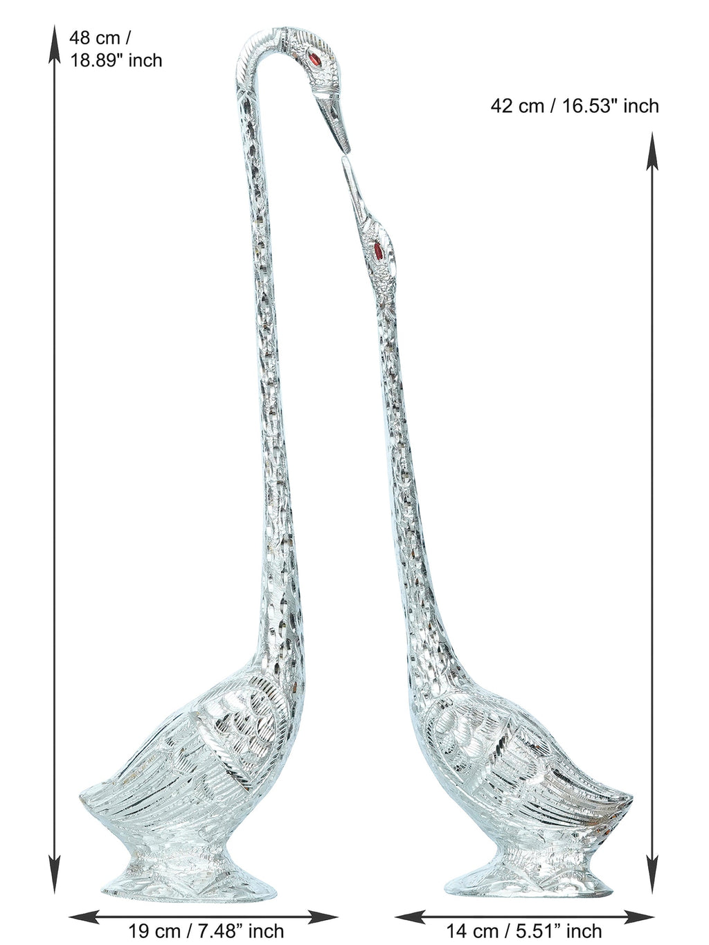 Set Of Two Golden And Silver Kissing Swan Couple Handicrafted Decorative Figurine Kafalo