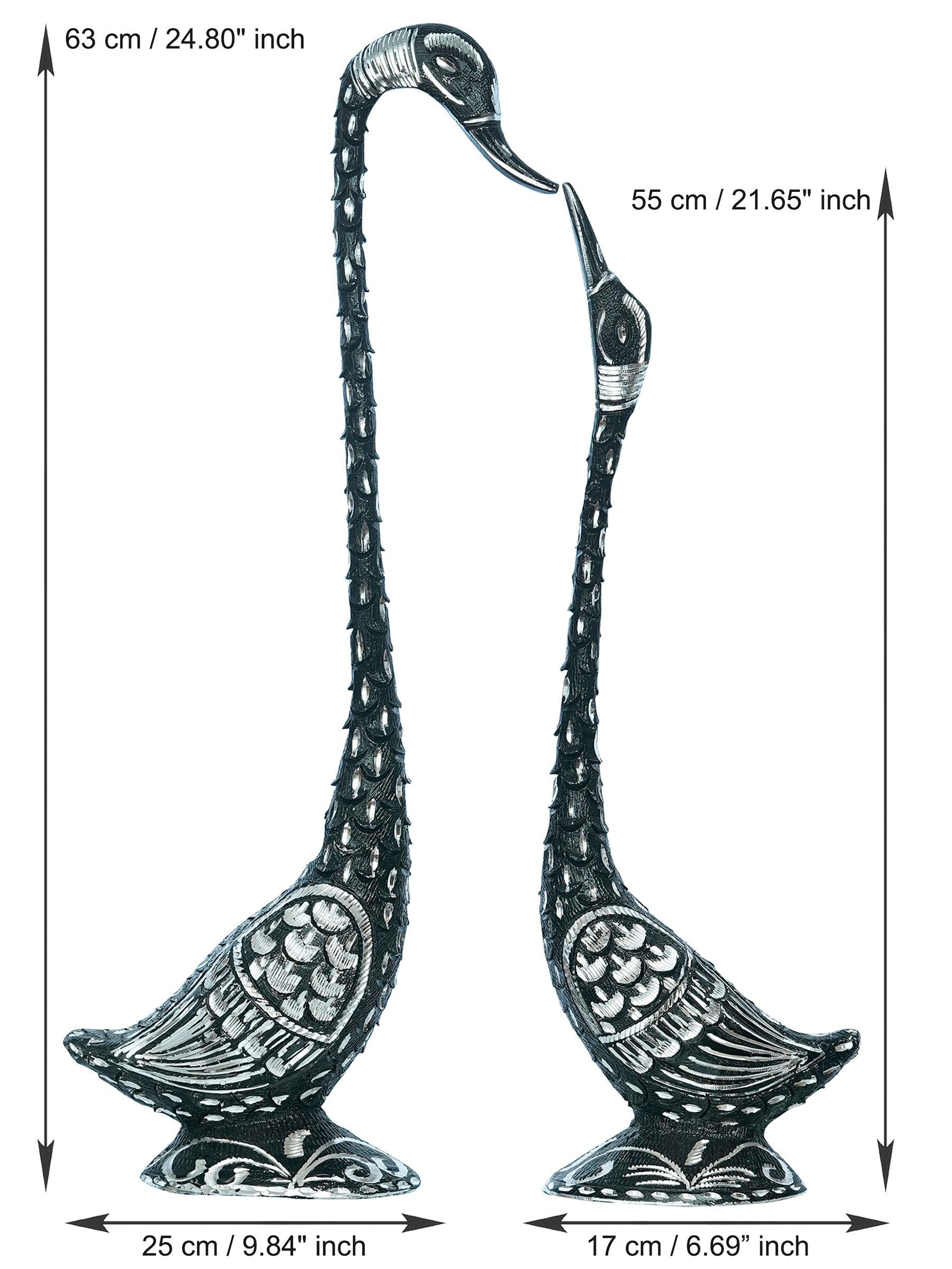 Black Metal Kissing Swan Couple Decorative showpiece Kafalo