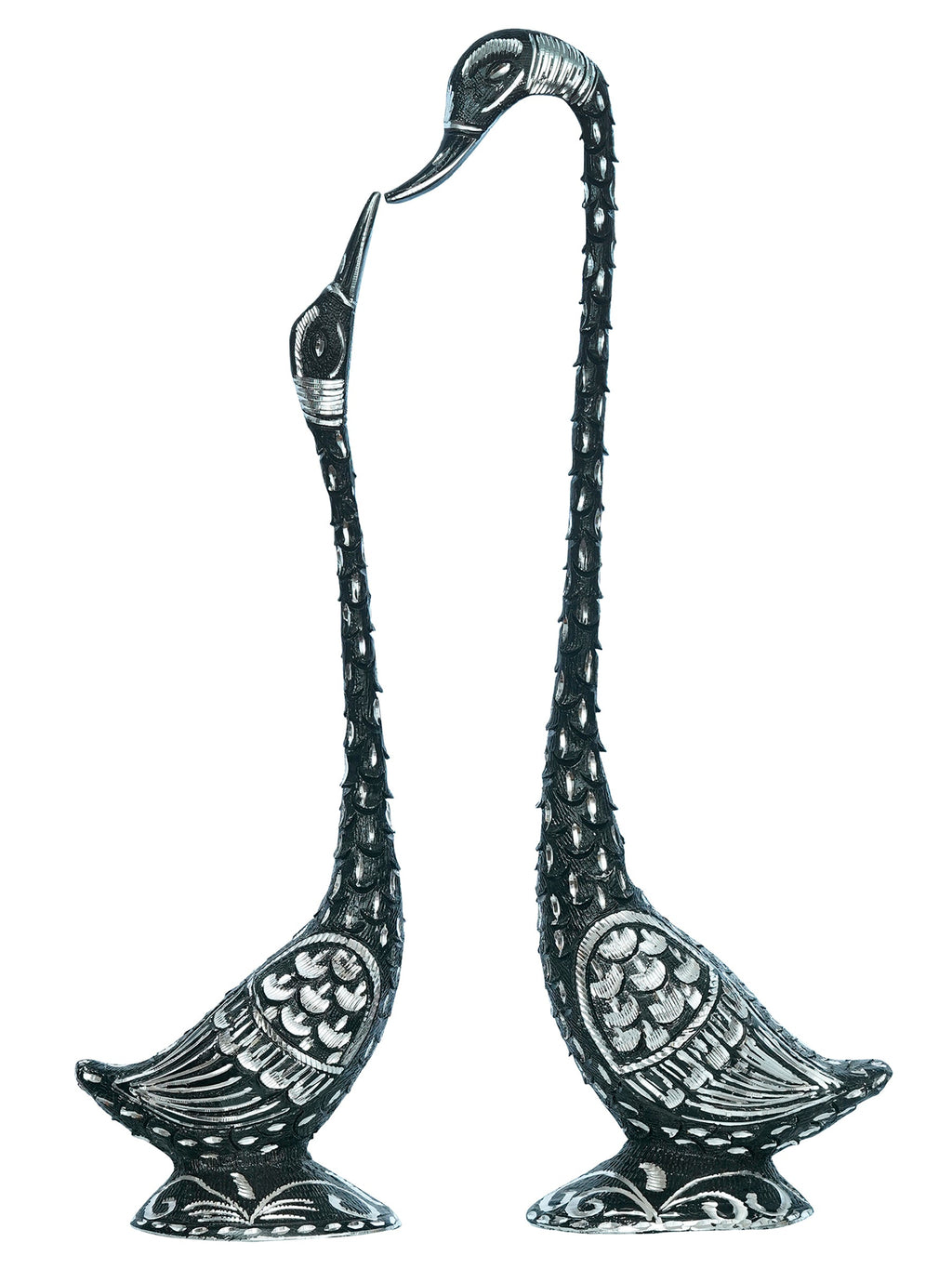 Black Metal Kissing Swan Couple Decorative showpiece Kafalo