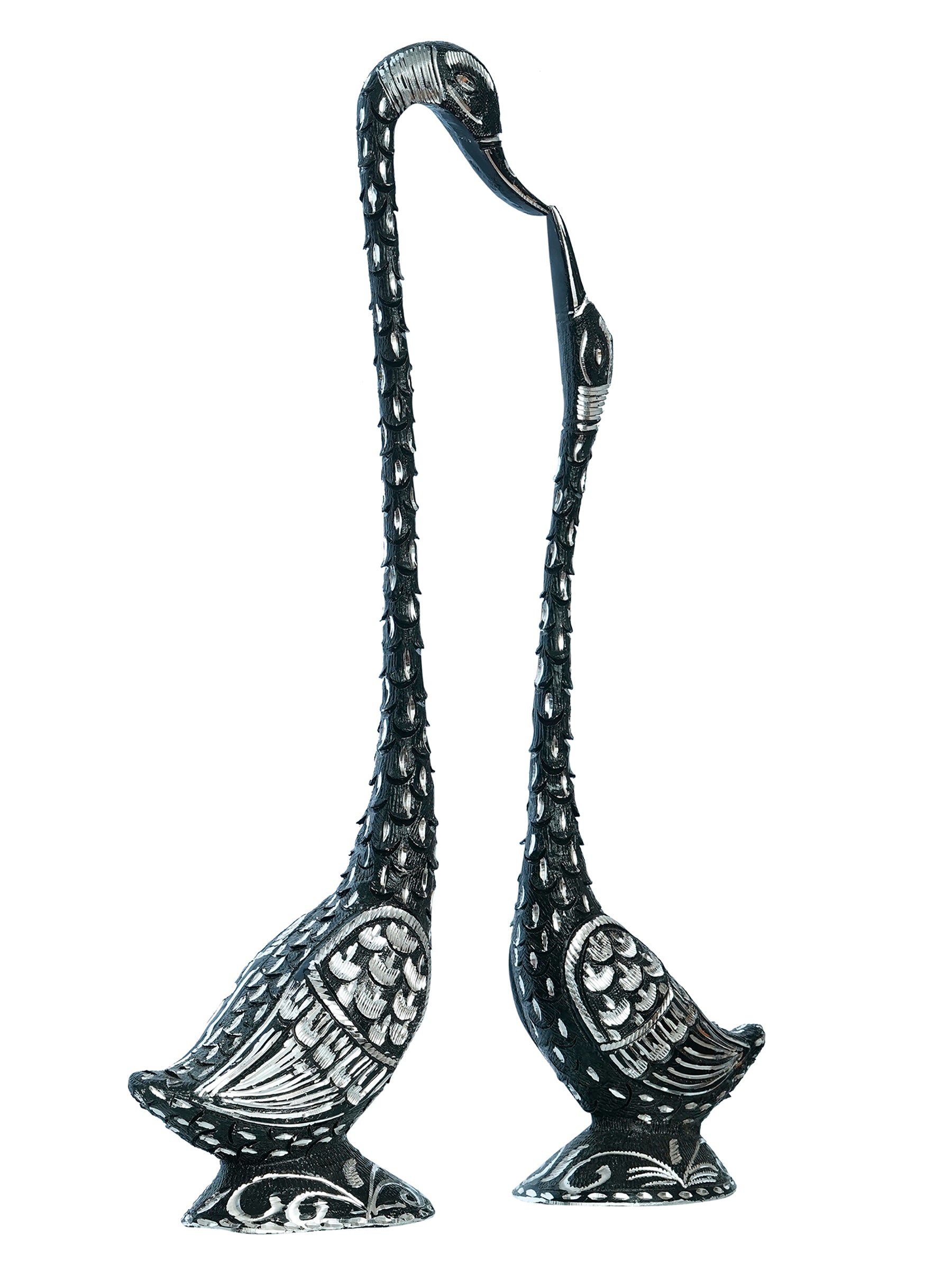 Black Metal Kissing Swan Couple Decorative showpiece Kafalo