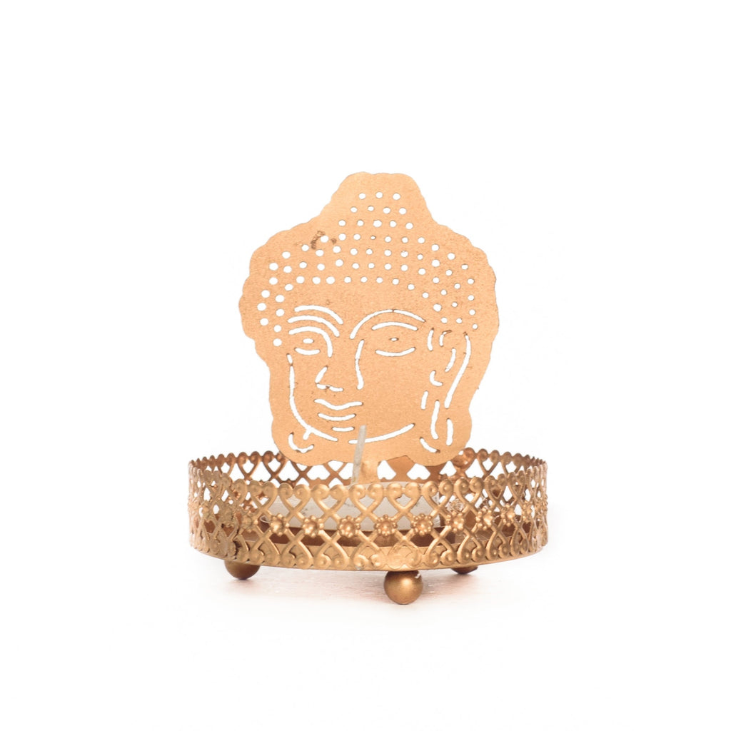 Metal Golden Shadow Lord Buddha tea light candle holder Kafalo