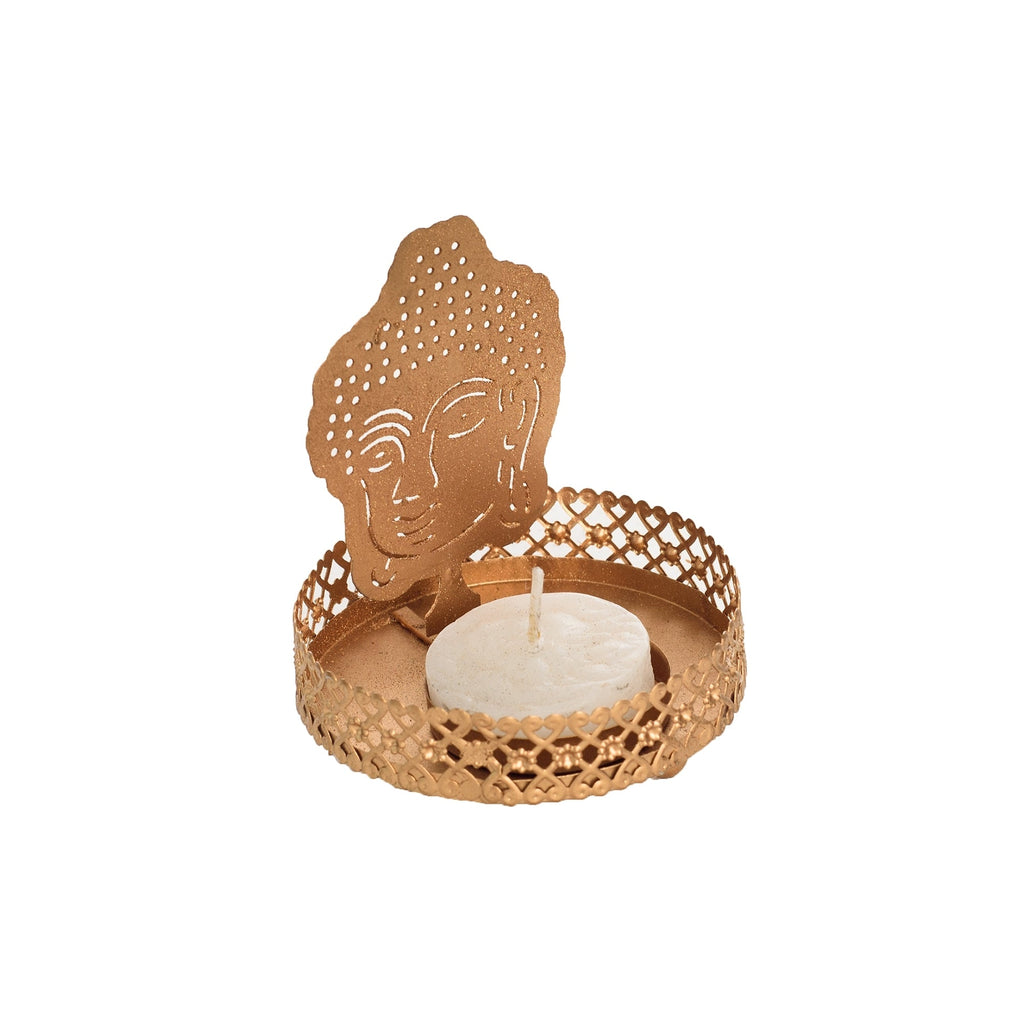 Metal Golden Shadow Lord Buddha tea light candle holder Kafalo