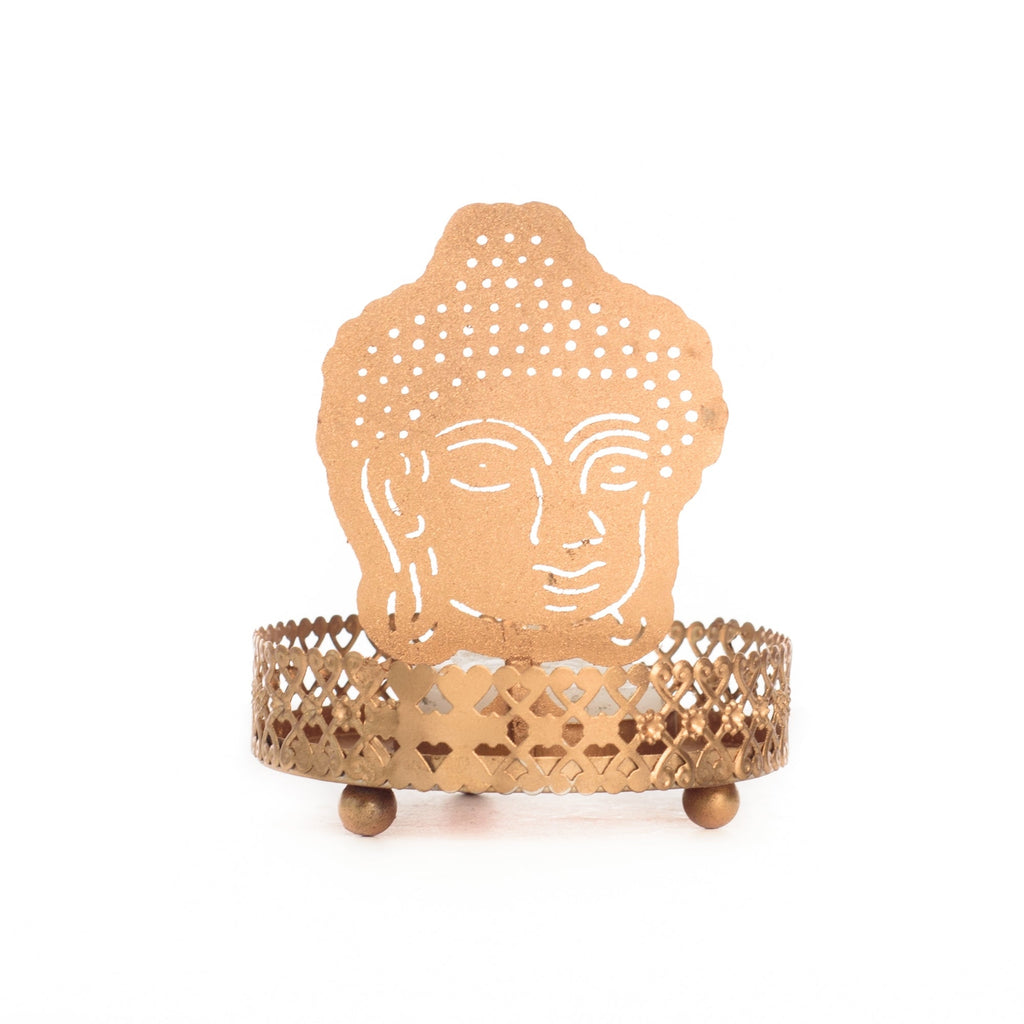 Metal Golden Shadow Lord Buddha tea light candle holder Kafalo