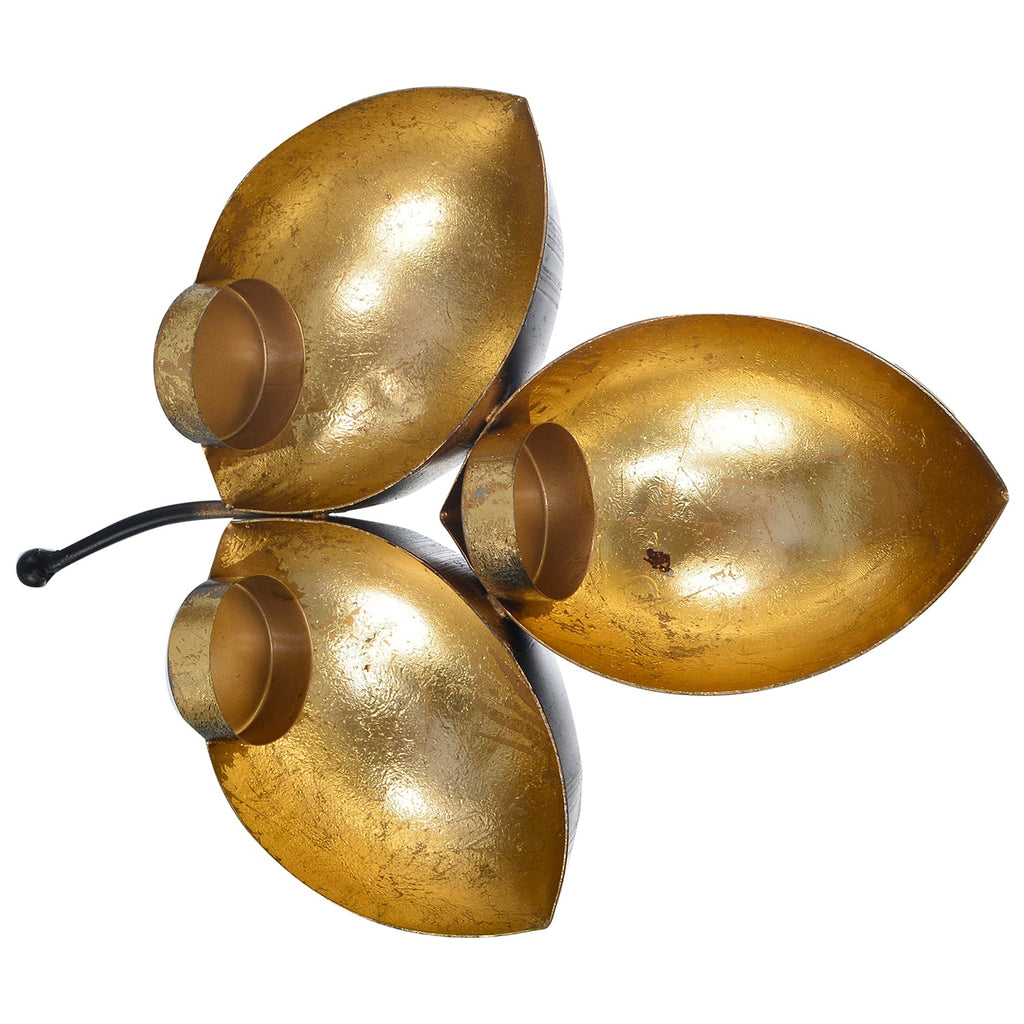 Set of 3 Leaf Design Tea Light Holder Kafalo