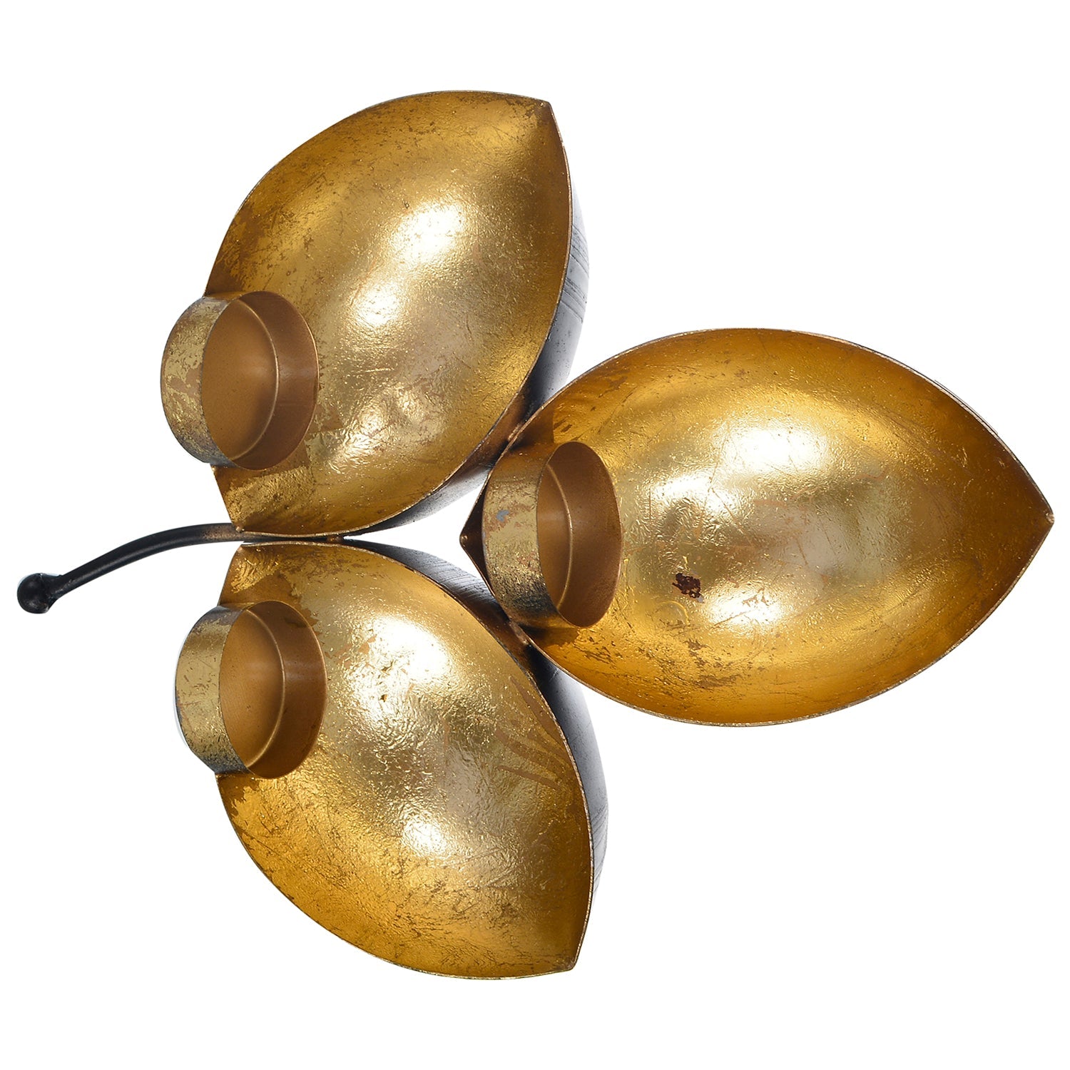 Set of 3 Leaf Design Tea Light Holder Kafalo