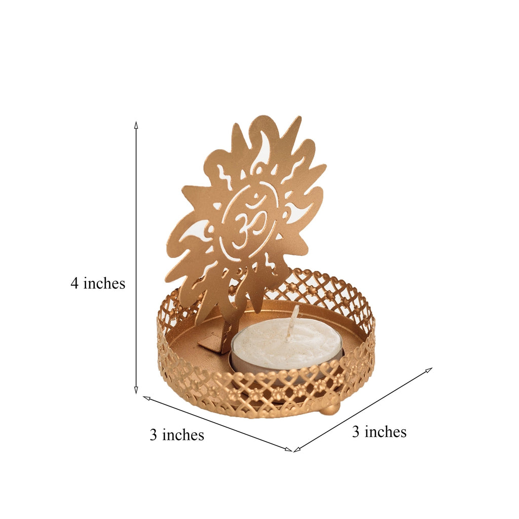 Golden Om Shadow Tea Light Candle Holder Kafalo