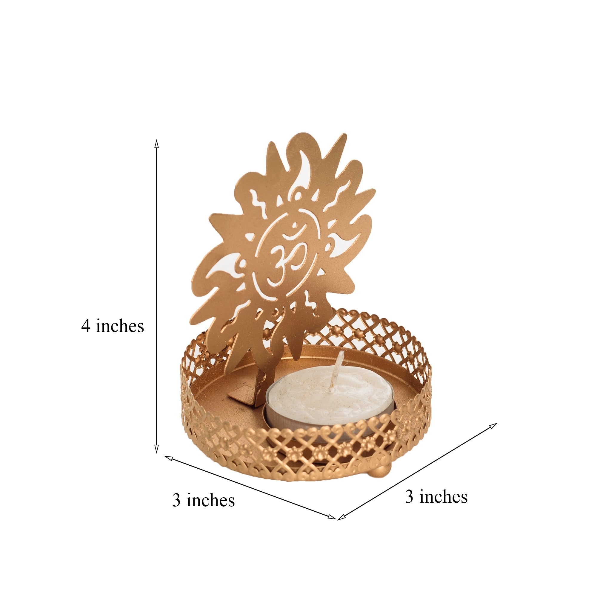 Golden Om Shadow Tea Light Candle Holder Kafalo