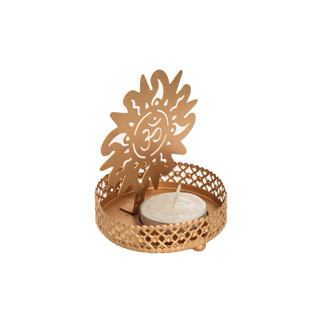 Golden Om Shadow Tea Light Candle Holder Kafalo