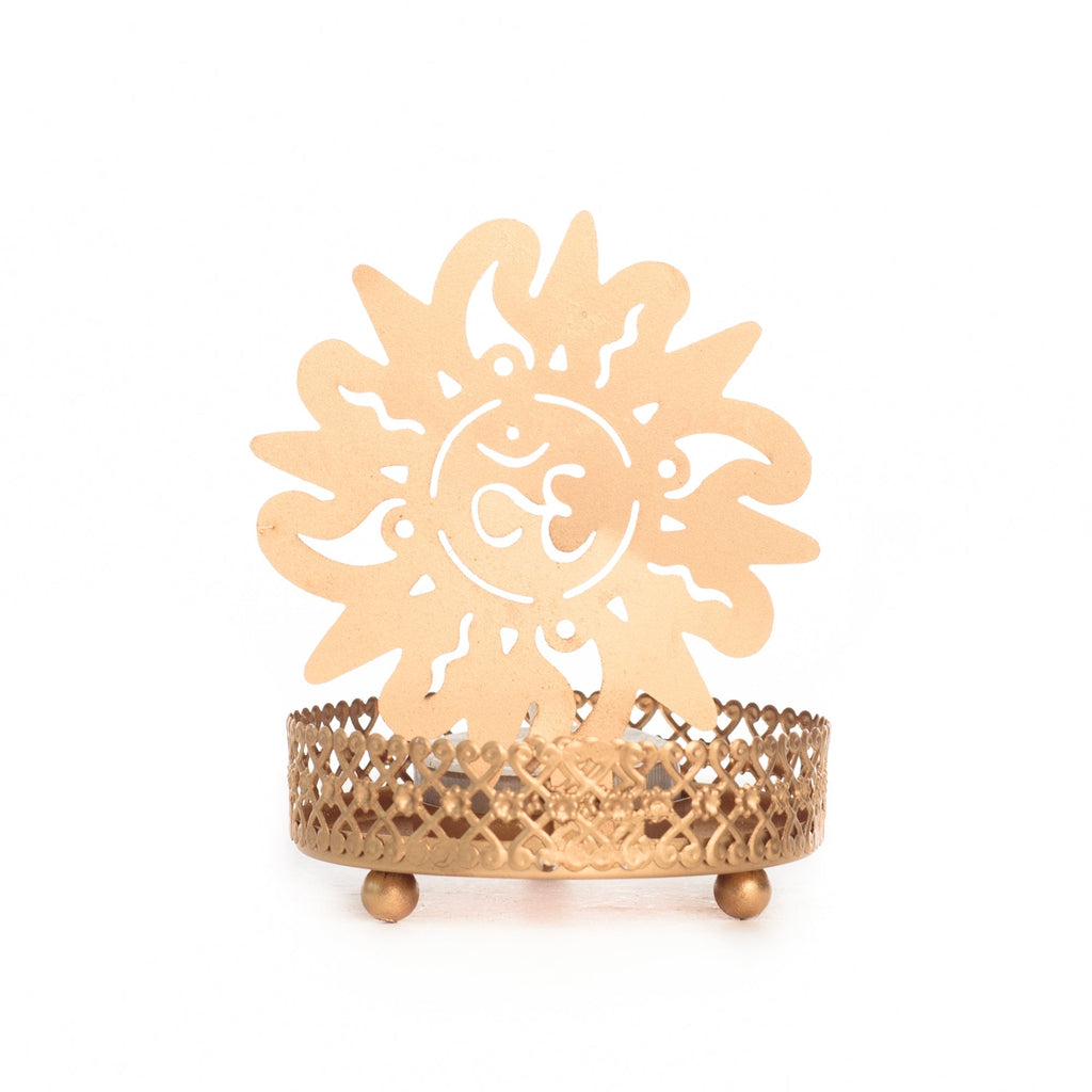 Golden Om Shadow Tea Light Candle Holder Kafalo