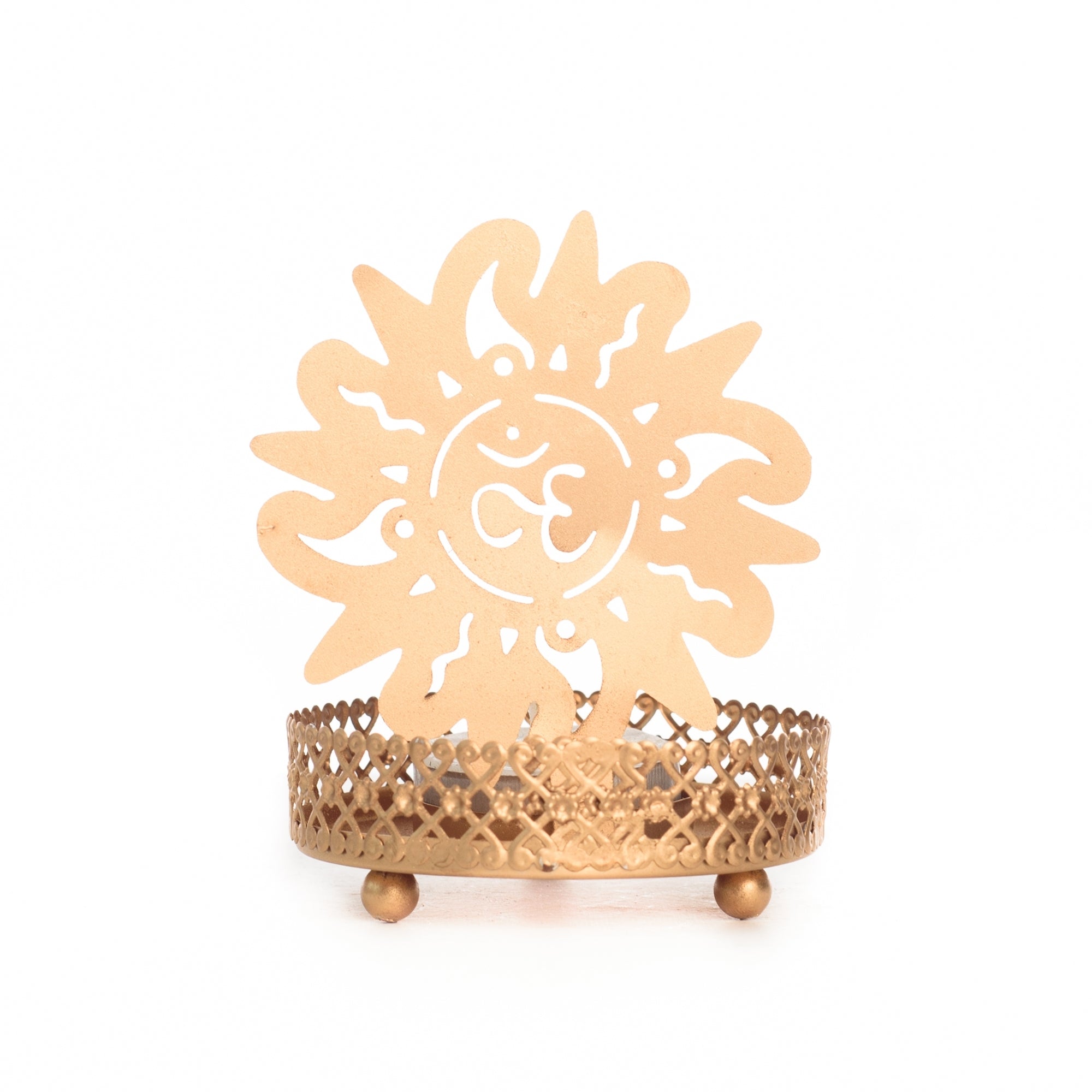 Golden Om Shadow Tea Light Candle Holder Kafalo