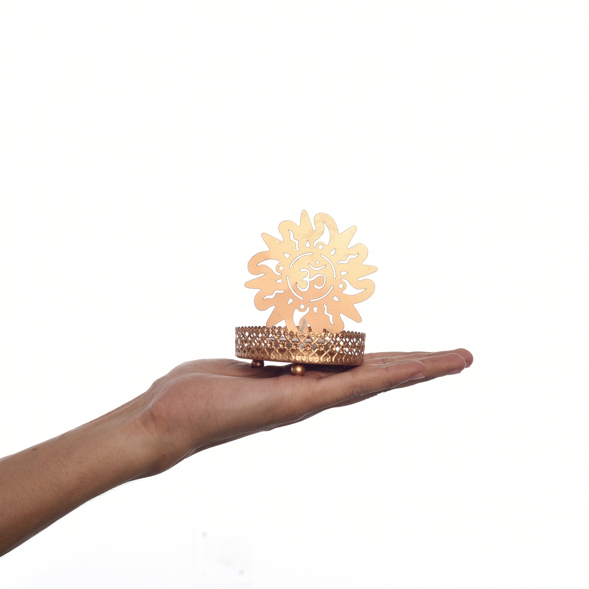 Golden Om Shadow Tea Light Candle Holder Kafalo