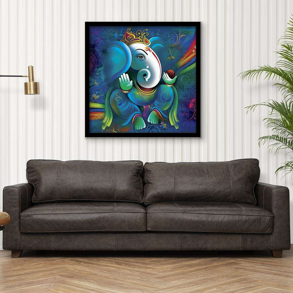 ArtX Ganesh Ji Abstract Wall Framed Painting ArtX