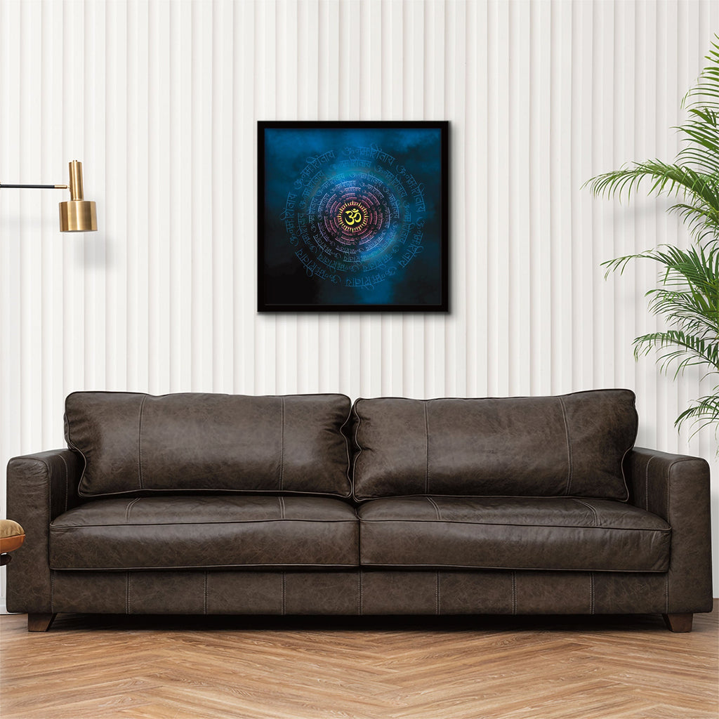 ArtX Om Namah Shivaya Painting For Wall Decoration, Wall Painting For Living Room, Blue, AXBCN-0105-GD-FR ArtX