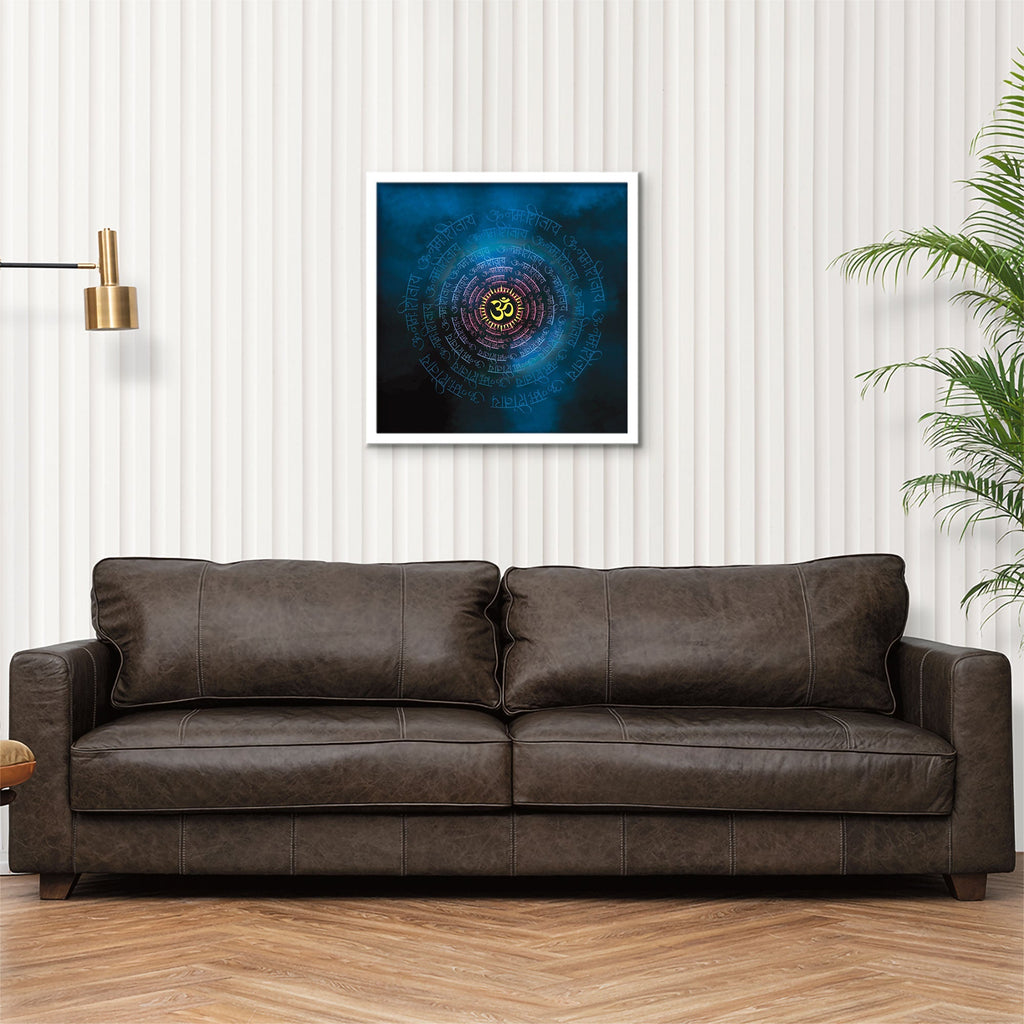 ArtX Om Namah Shivaya Painting For Wall Decoration, Wall Painting For Living Room, Blue, AXBCN-0105-GD-FR ArtX