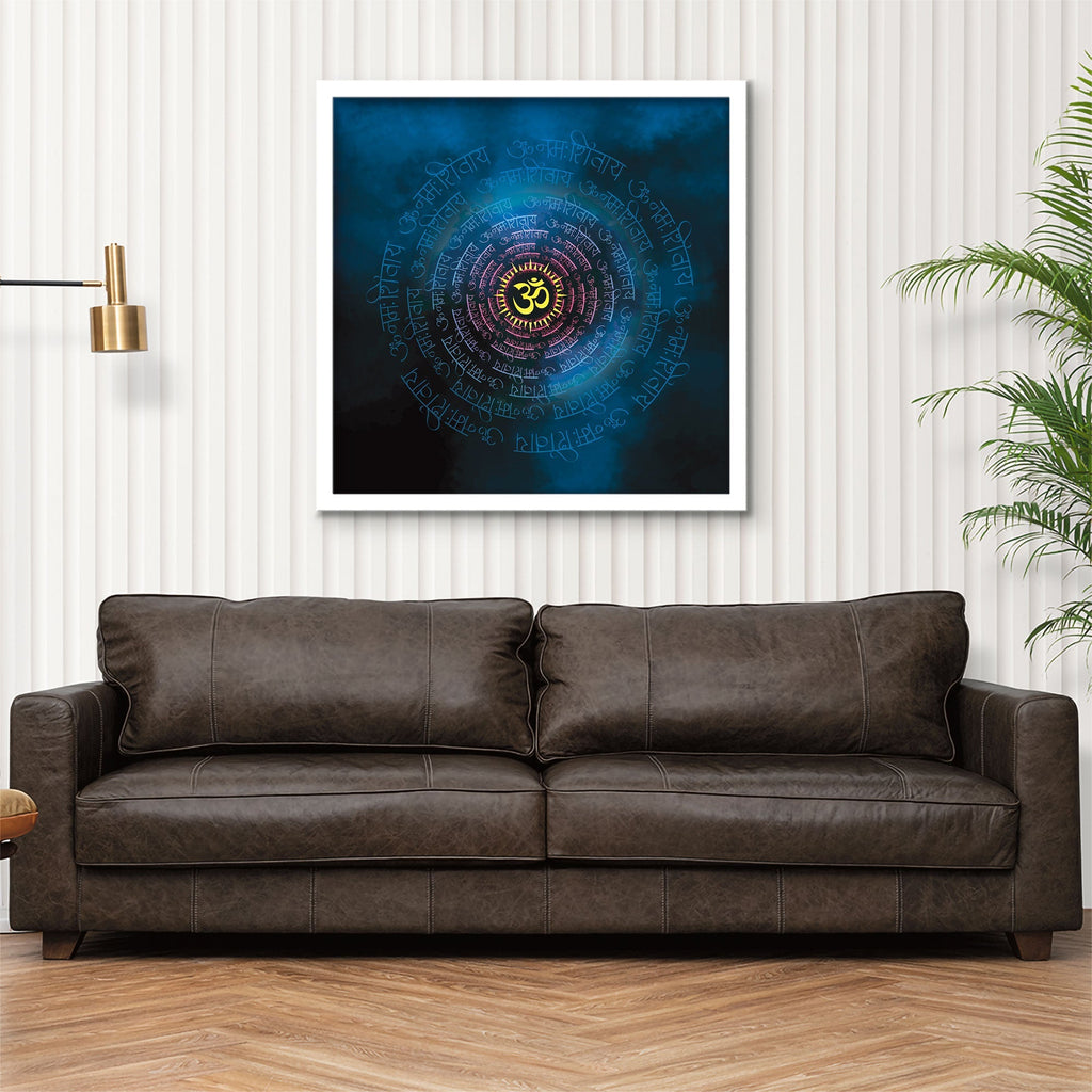 ArtX Om Namah Shivaya Painting For Wall Decoration, Wall Painting For Living Room, Blue, AXBCN-0105-GD-FR ArtX