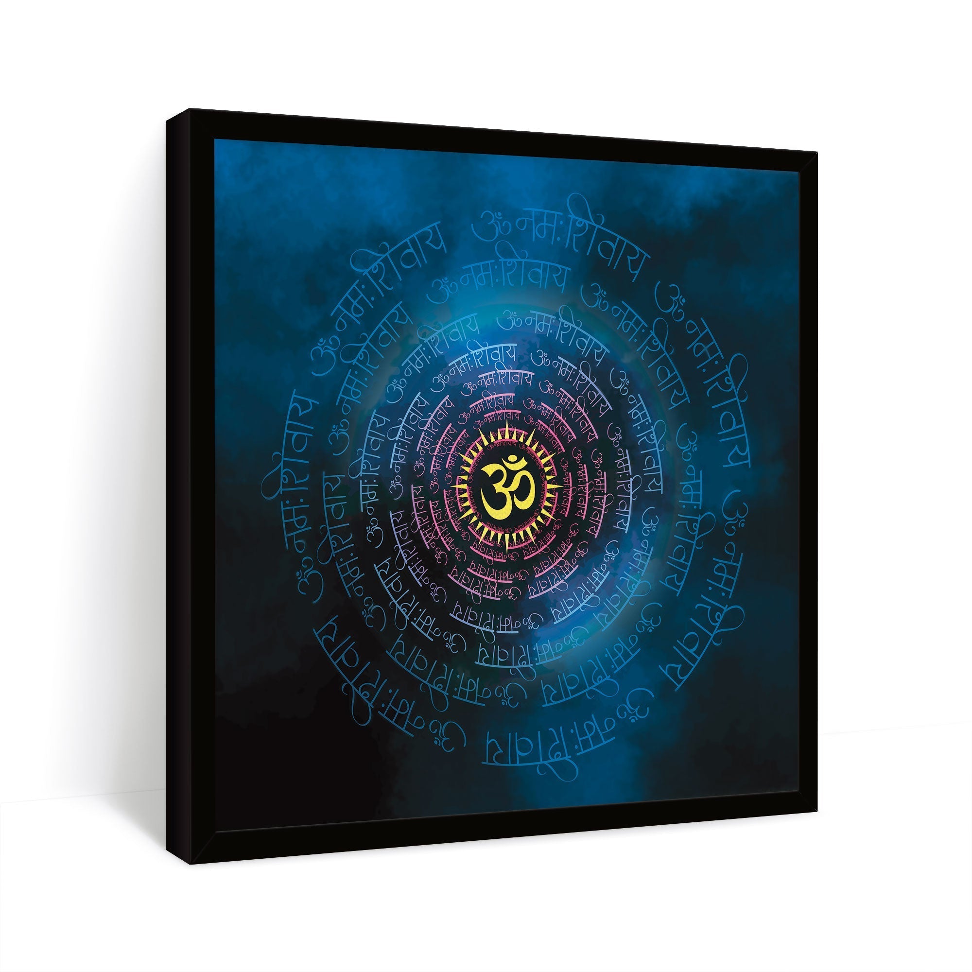 ArtX Om Namah Shivaya Painting For Wall Decoration, Wall Painting For Living Room, Blue, AXBCN-0105-GD-FR ArtX