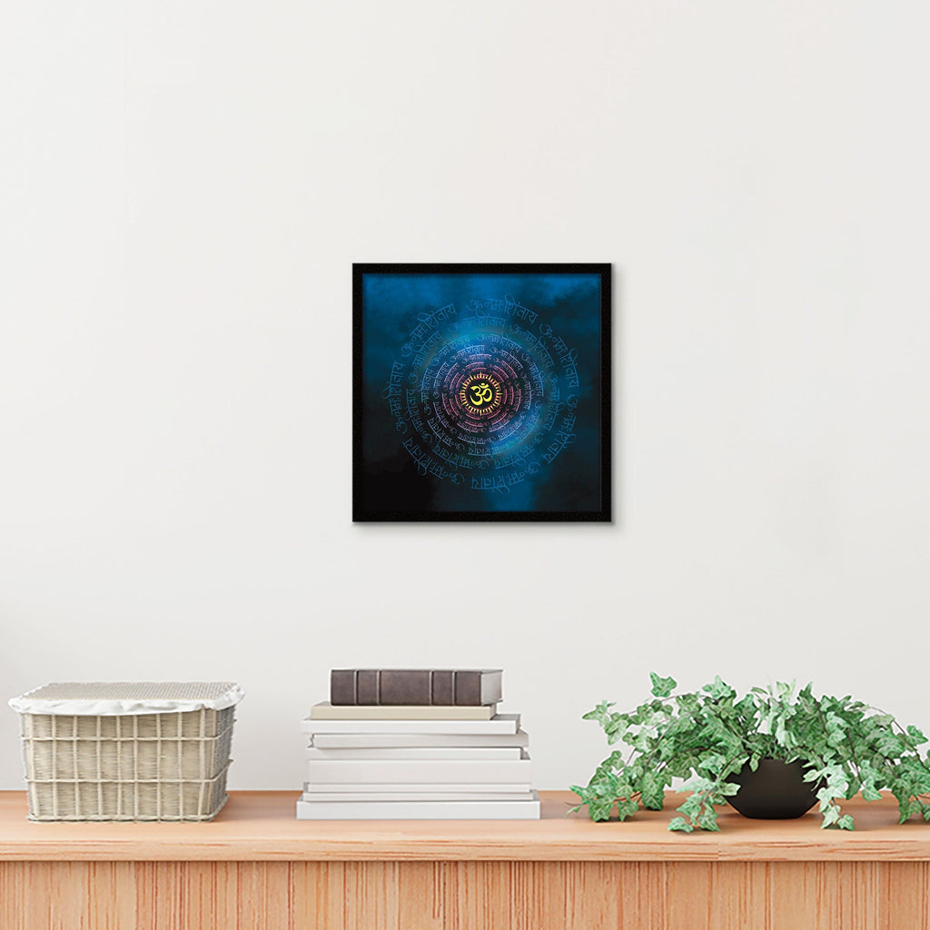 ArtX Om Namah Shivaya Painting For Wall Decoration, Wall Painting For Living Room, Blue, AXBCN-0105-GD-FR ArtX