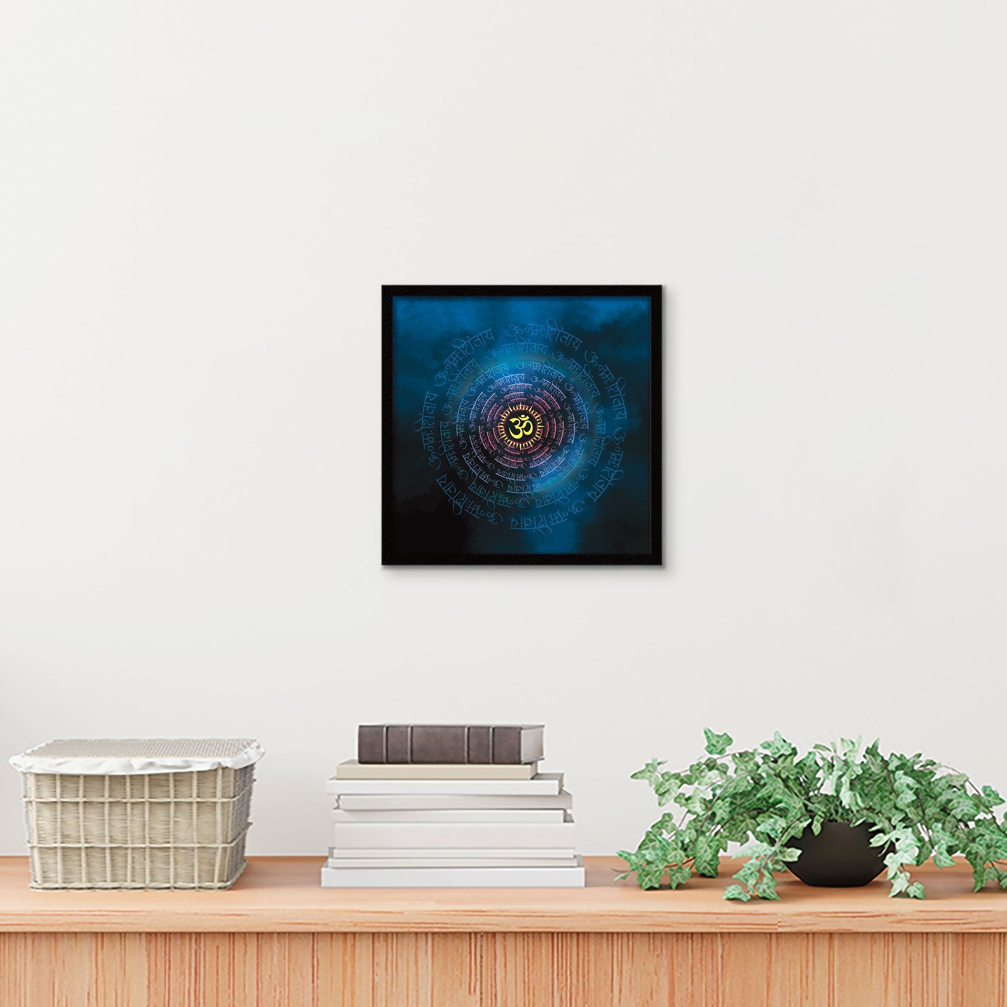 ArtX Om Namah Shivaya Painting For Wall Decoration, Wall Painting For Living Room, Blue, AXBCN-0105-GD-FR ArtX