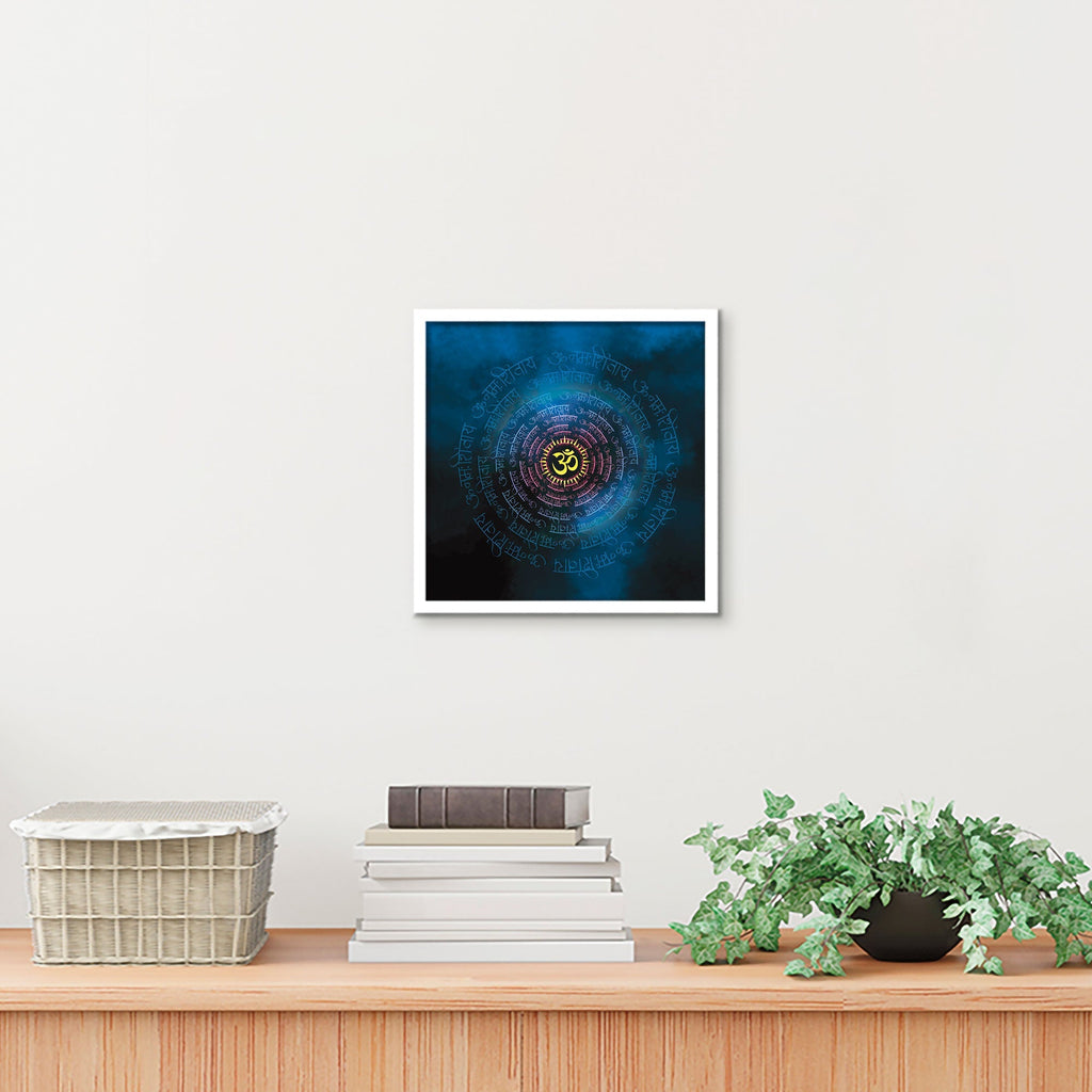 ArtX Om Namah Shivaya Painting For Wall Decoration, Wall Painting For Living Room, Blue, AXBCN-0105-GD-FR ArtX