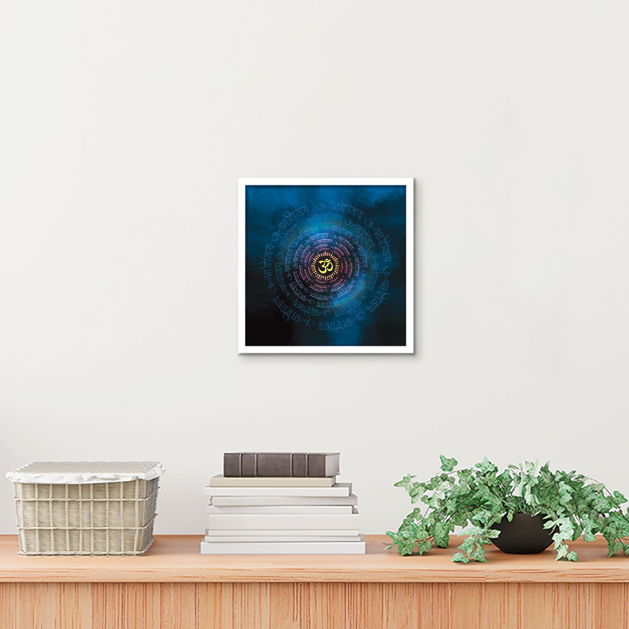 ArtX Om Namah Shivaya Painting For Wall Decoration, Wall Painting For Living Room, Blue, AXBCN-0105-GD-FR ArtX