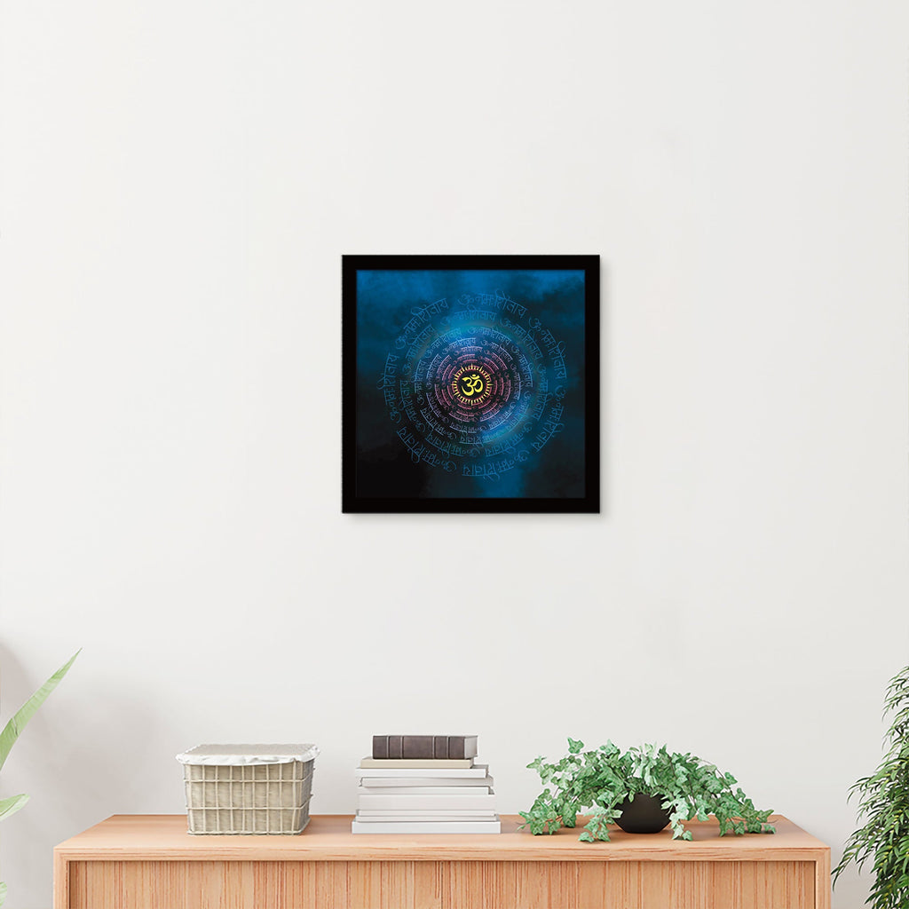 ArtX Om Namah Shivaya Painting For Wall Decoration, Wall Painting For Living Room, Blue, AXBCN-0105-GD-FR ArtX