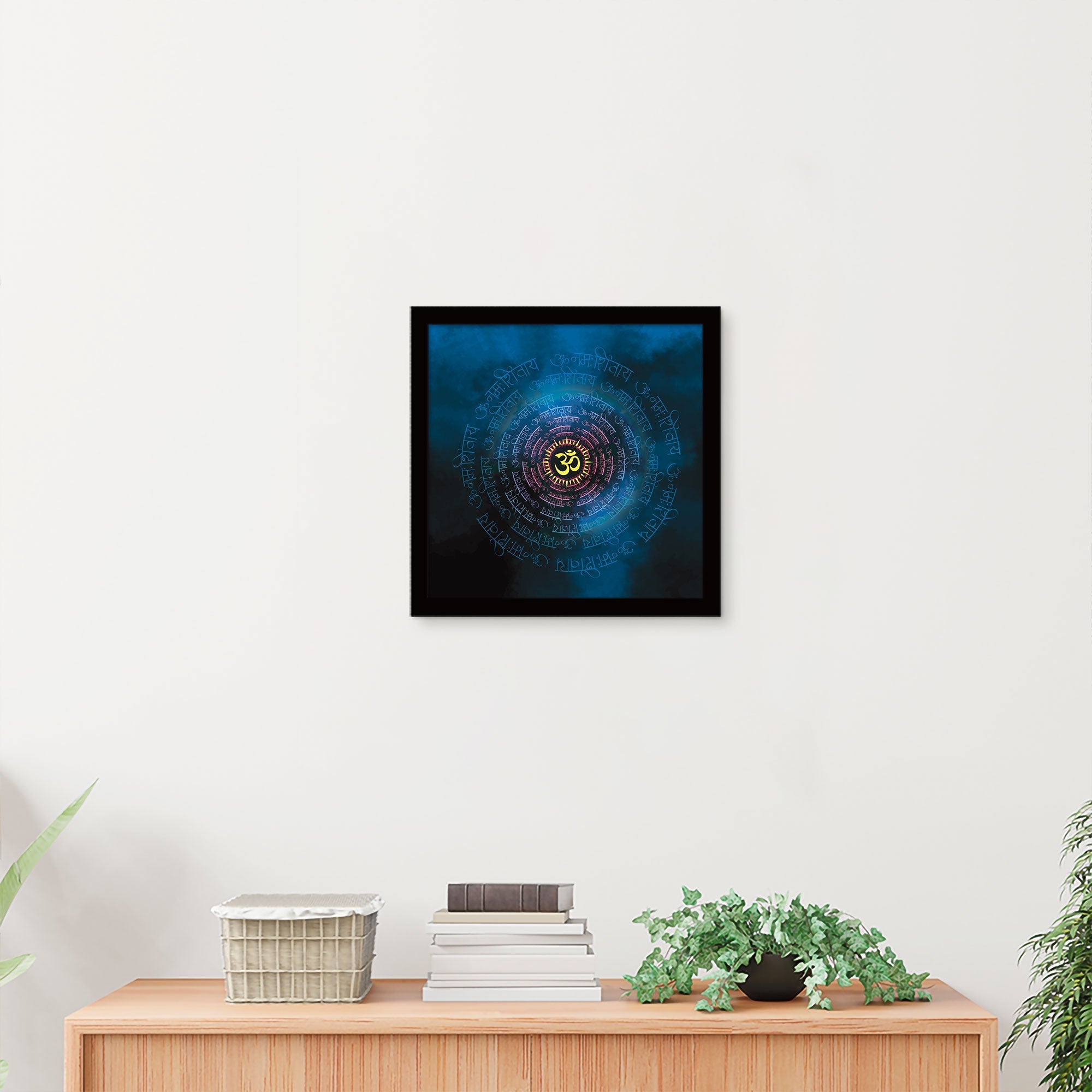 ArtX Om Namah Shivaya Painting For Wall Decoration, Wall Painting For Living Room, Blue, AXBCN-0105-GD-FR ArtX