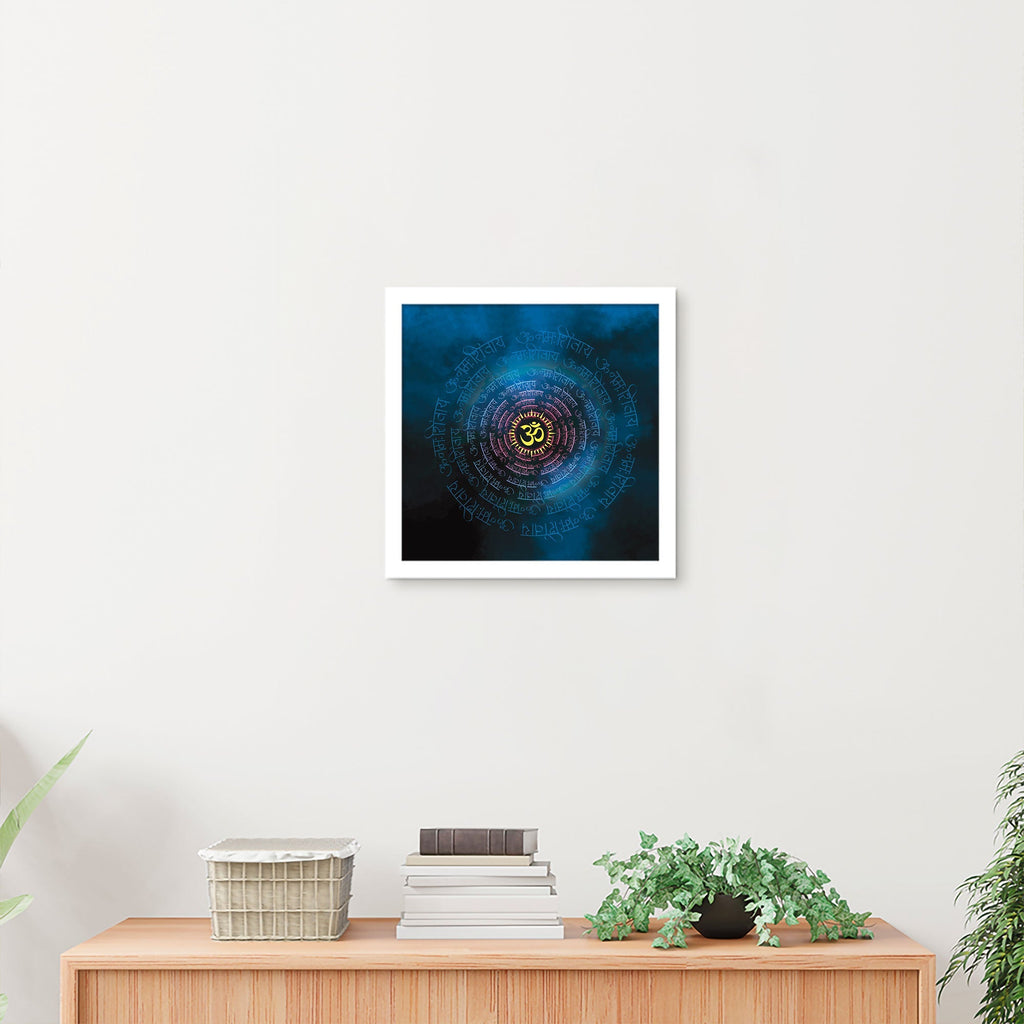 ArtX Om Namah Shivaya Painting For Wall Decoration, Wall Painting For Living Room, Blue, AXBCN-0105-GD-FR ArtX