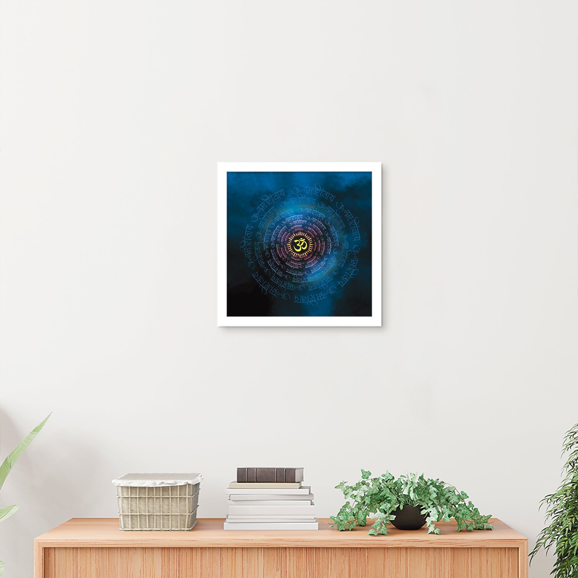 ArtX Om Namah Shivaya Painting For Wall Decoration, Wall Painting For Living Room, Blue, AXBCN-0105-GD-FR ArtX