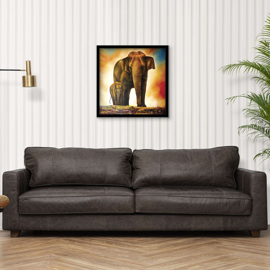 ArtX Elephant Mother Child for Vastu, Wall Painting For Home ArtX