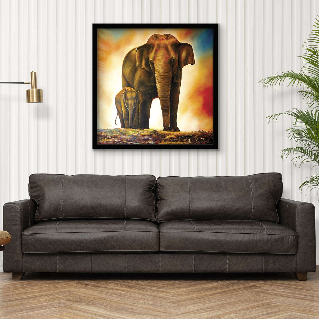ArtX Elephant Mother Child for Vastu, Wall Painting For Home ArtX