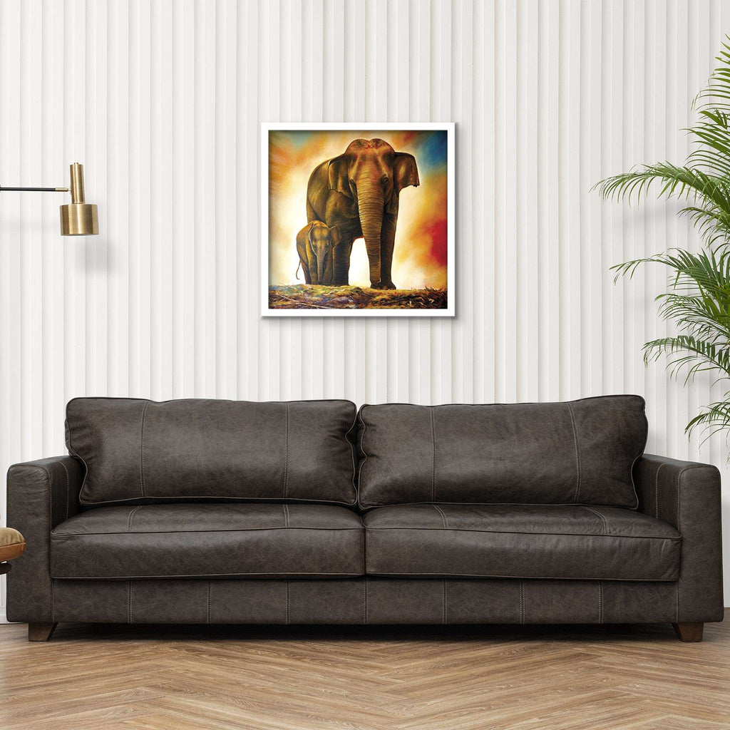 ArtX Elephant Mother Child for Vastu, Wall Painting For Home ArtX