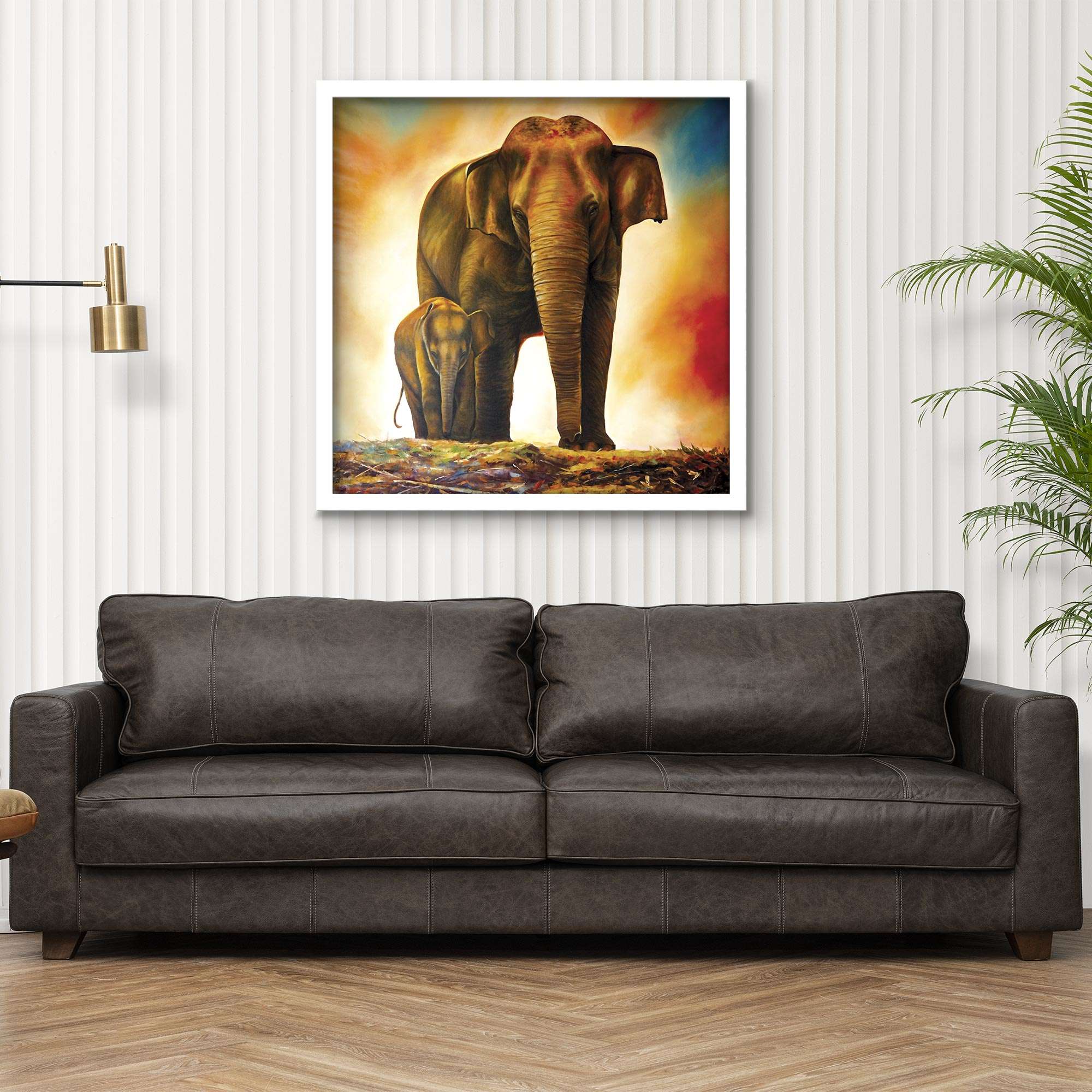 ArtX Elephant Mother Child for Vastu, Wall Painting For Home ArtX