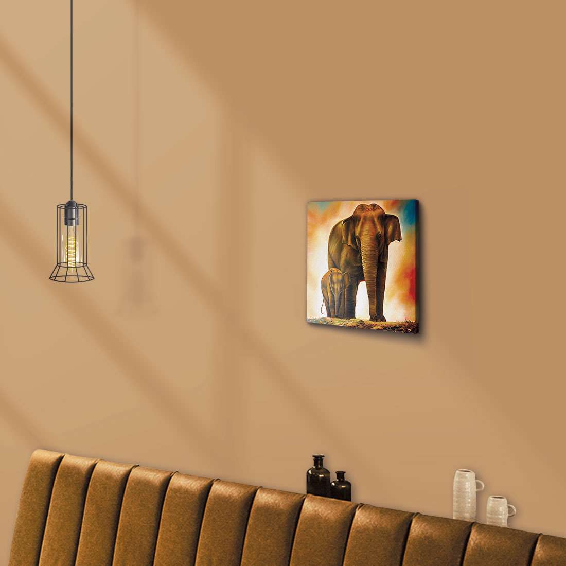 ArtX Elephant Mother Child for Vastu, Wall Painting For Home ArtX