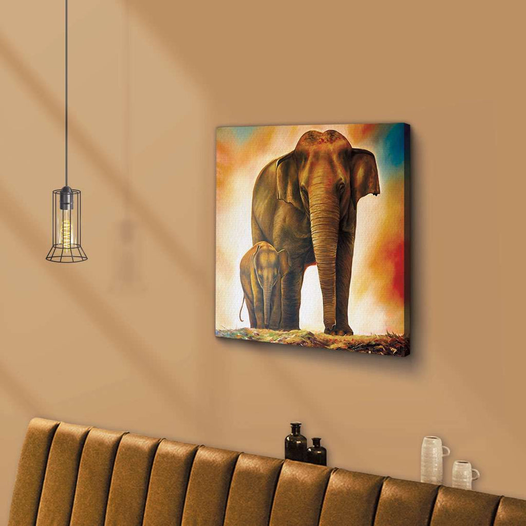 ArtX Elephant Mother Child for Vastu, Wall Painting For Home ArtX