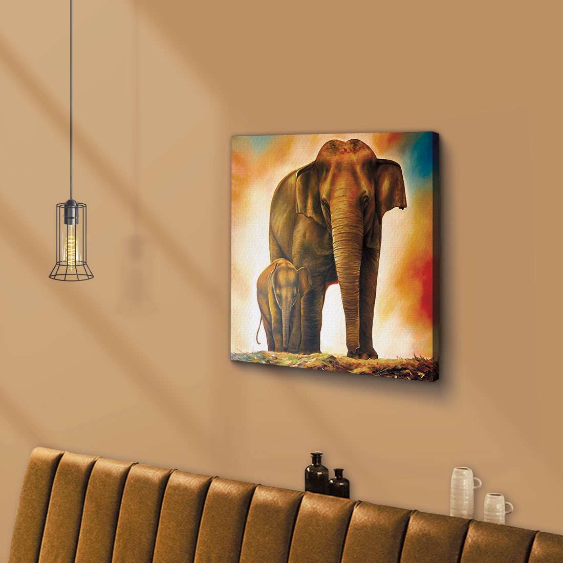 ArtX Elephant Mother Child for Vastu, Wall Painting For Home ArtX