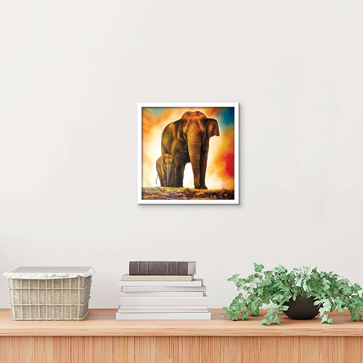 ArtX Elephant Mother Child for Vastu, Wall Painting For Home ArtX