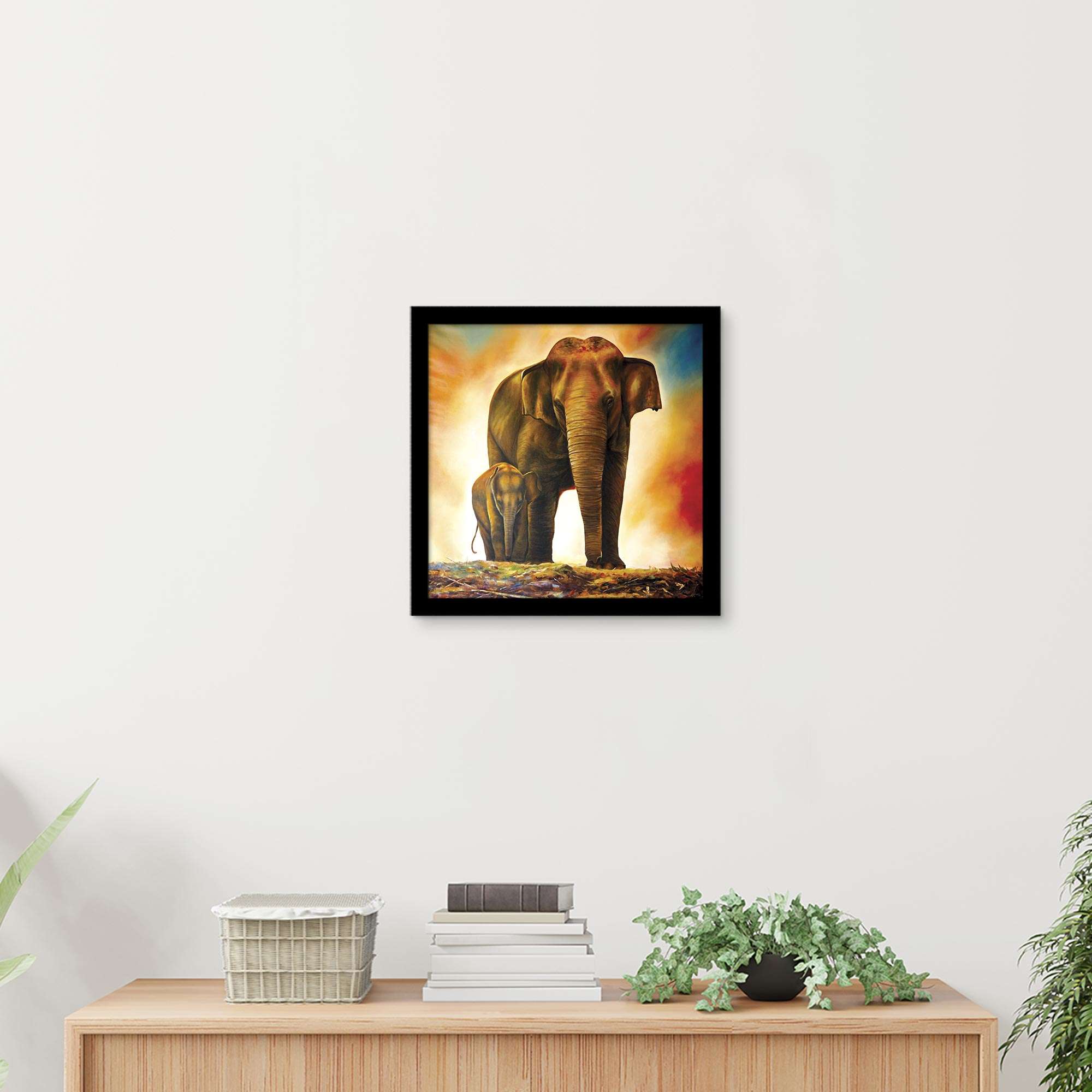 ArtX Elephant Mother Child for Vastu, Wall Painting For Home ArtX
