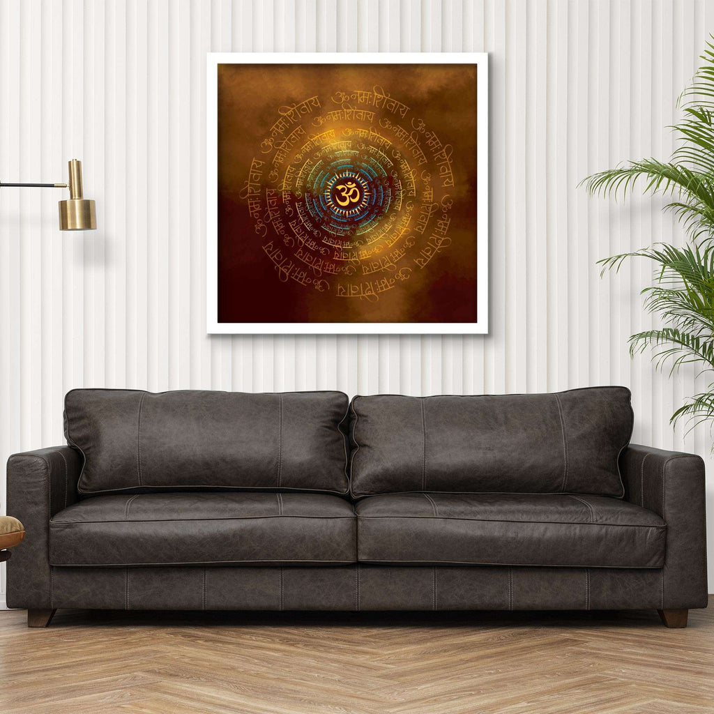 ArtX Om Namah Shivaya Painting For Wall Decoration, Wall Painting For Living Room, Orange ArtX