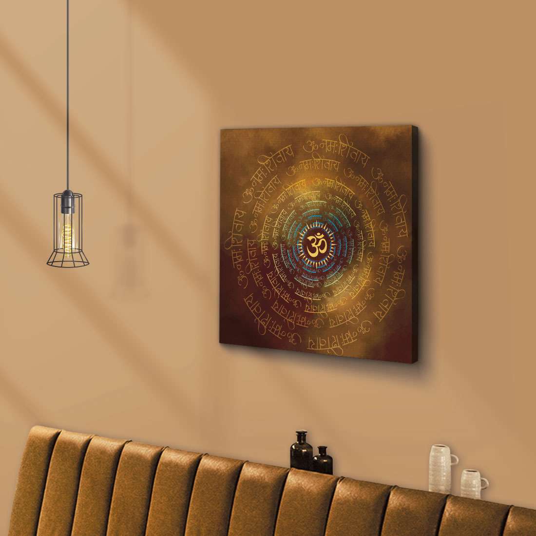 ArtX Om Namah Shivaya Painting For Wall Decoration, Wall Painting For Living Room, Orange ArtX