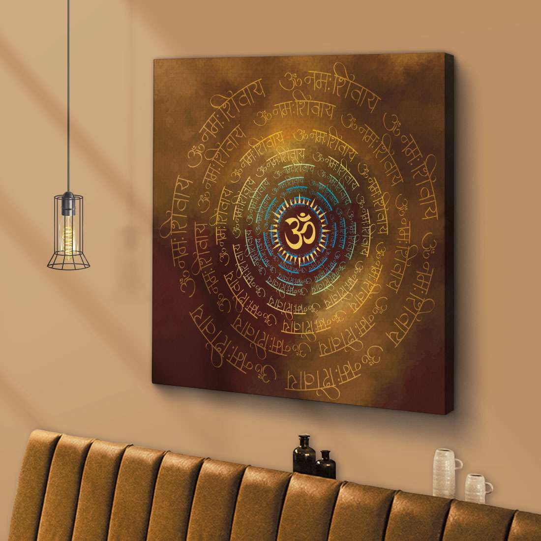 ArtX Om Namah Shivaya Painting For Wall Decoration, Wall Painting For Living Room, Orange ArtX