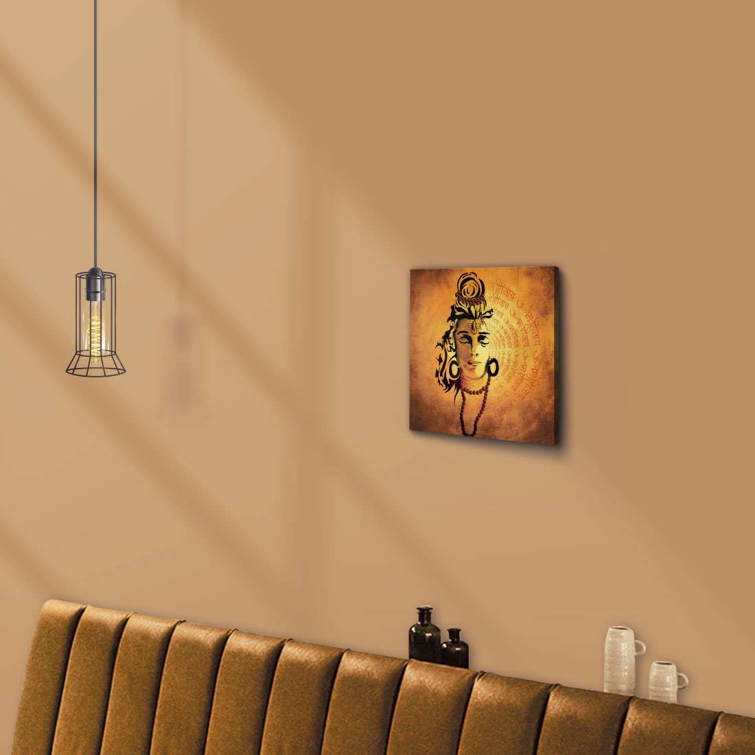 ArtX Shiva Painting For Wall Decoration, Wall Painting For Living Room, Orange ArtX
