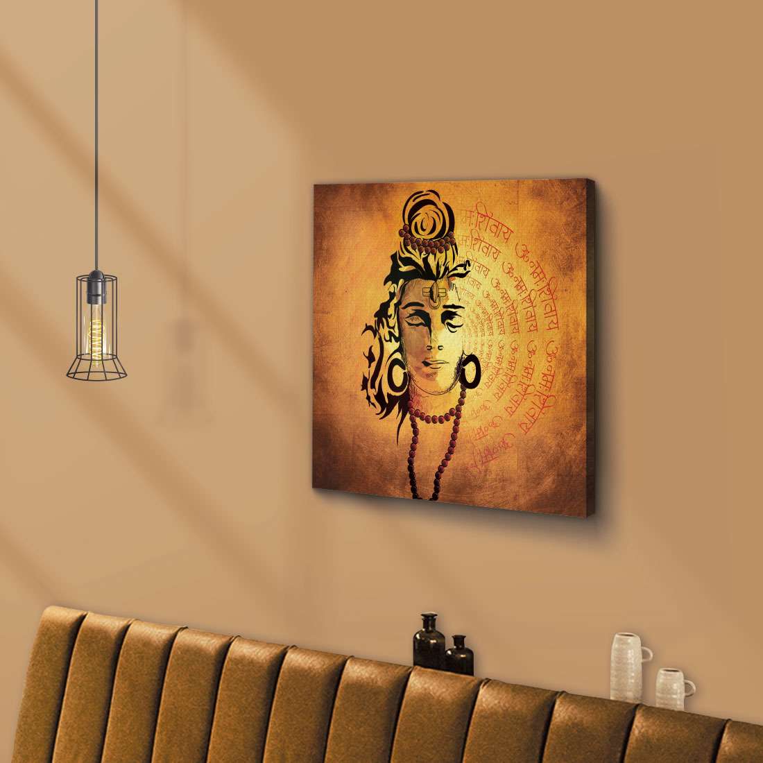 ArtX Shiva Painting For Wall Decoration, Wall Painting For Living Room, Orange ArtX