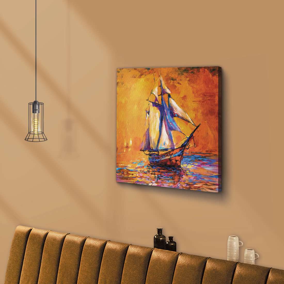 ArtX Sail Boat Oil on Canvas Wall Painting For Living Room ArtX