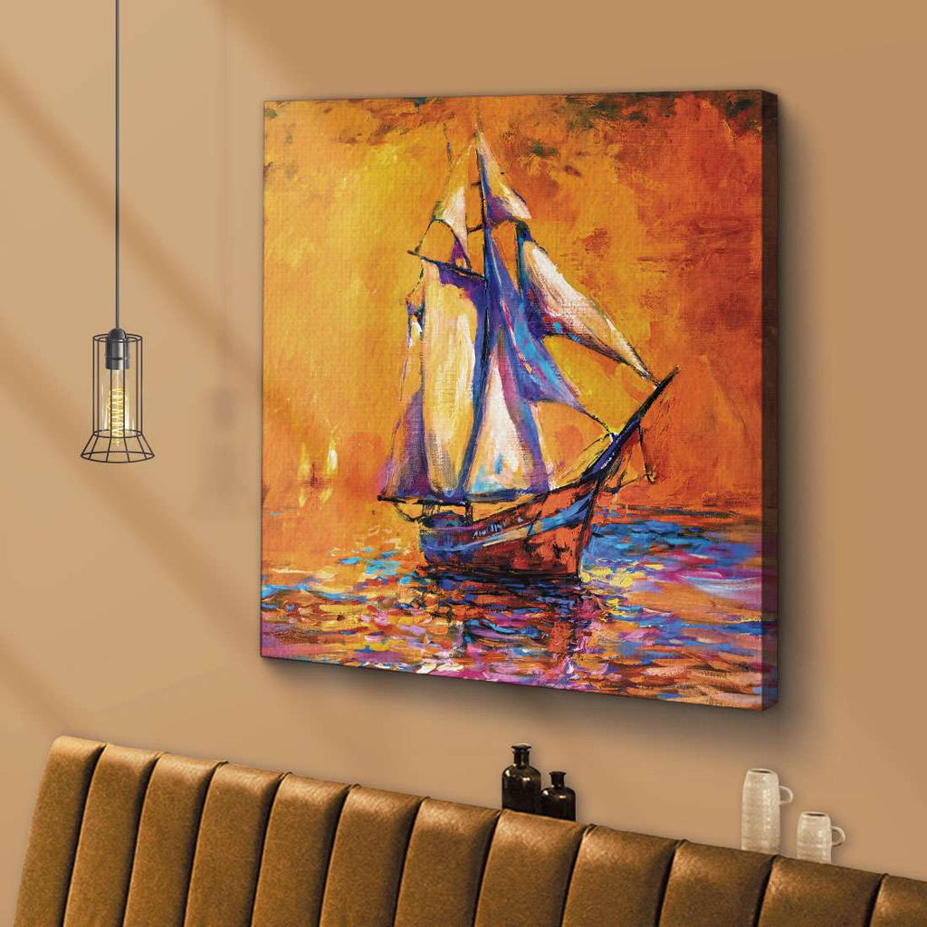 ArtX Sail Boat Oil on Canvas Wall Painting For Living Room ArtX