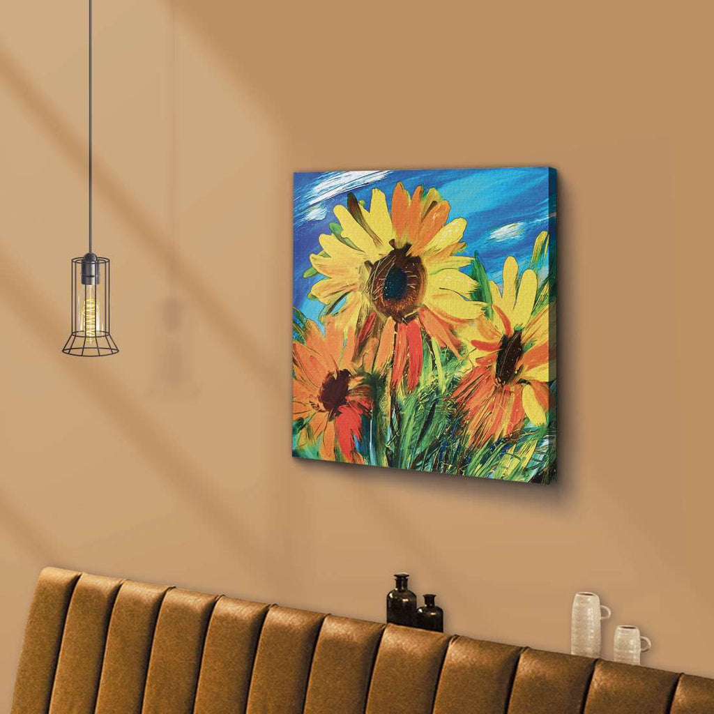 ArtX Sunflower Floral Canvas Wall Painting For Living Room ArtX