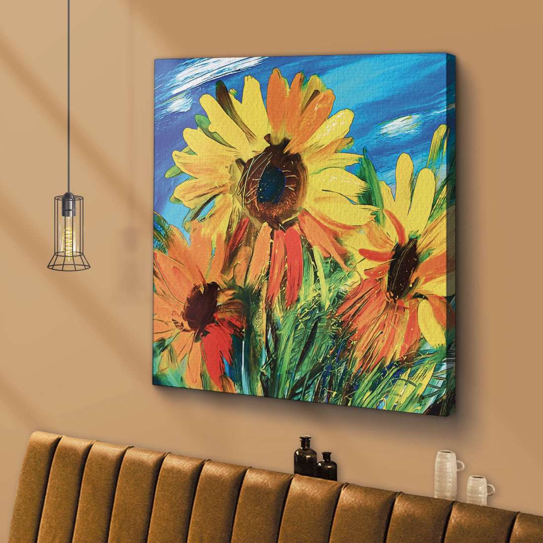 ArtX Sunflower Floral Canvas Wall Painting For Living Room ArtX